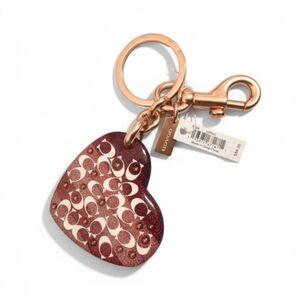 Coach Charm Signature Heart Keychain in Glitter Pink NWT